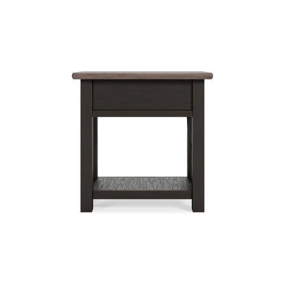 24 Inch Side End Table, Black Wood Base, Power Socket and USB Chargers - View 4