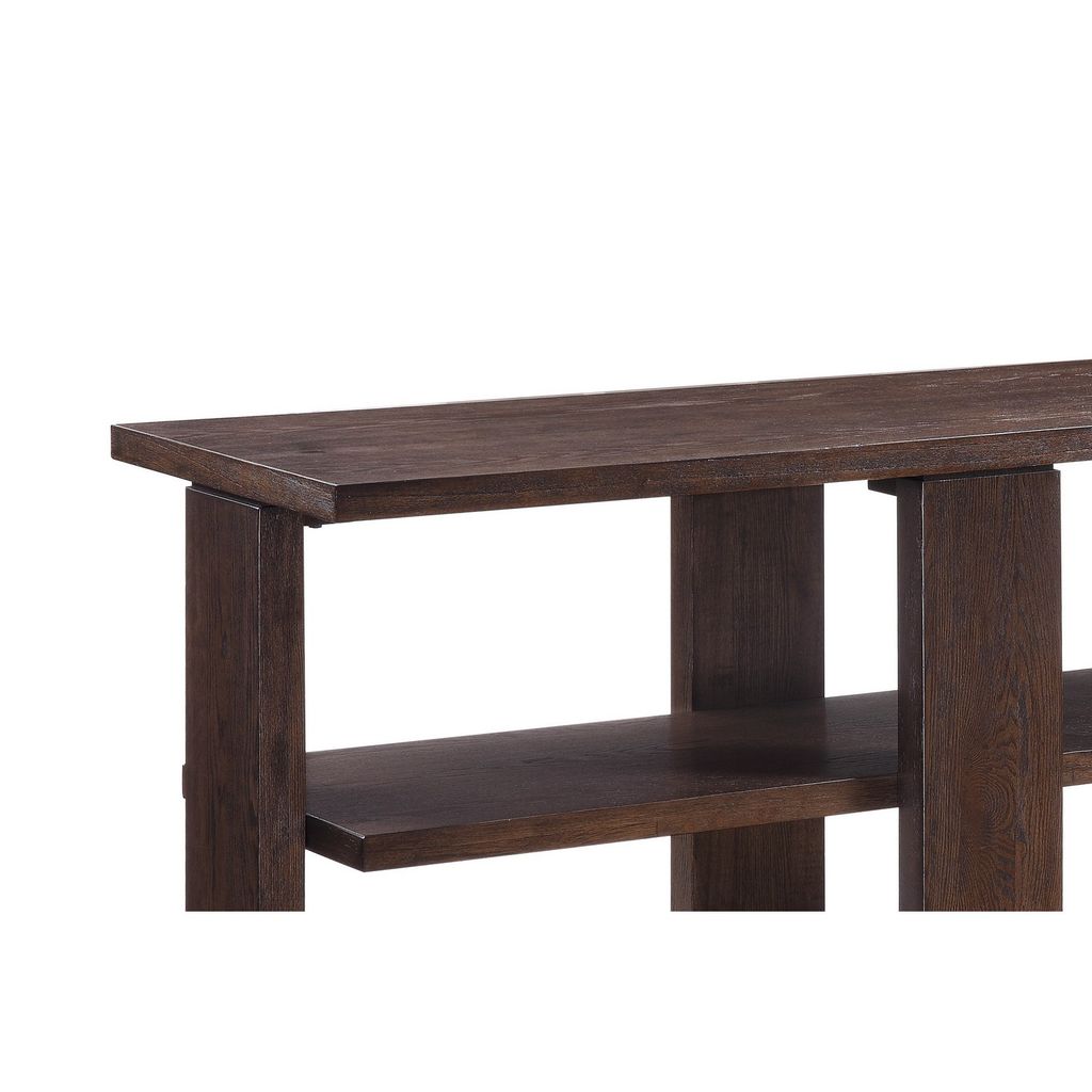 Wooden Sofa Table with 2 Open Display Shelves, Brown - View 3