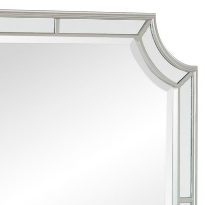 Wooden Frame Mirror with Clipped Corners and Mirror Trim, Silver - View 4