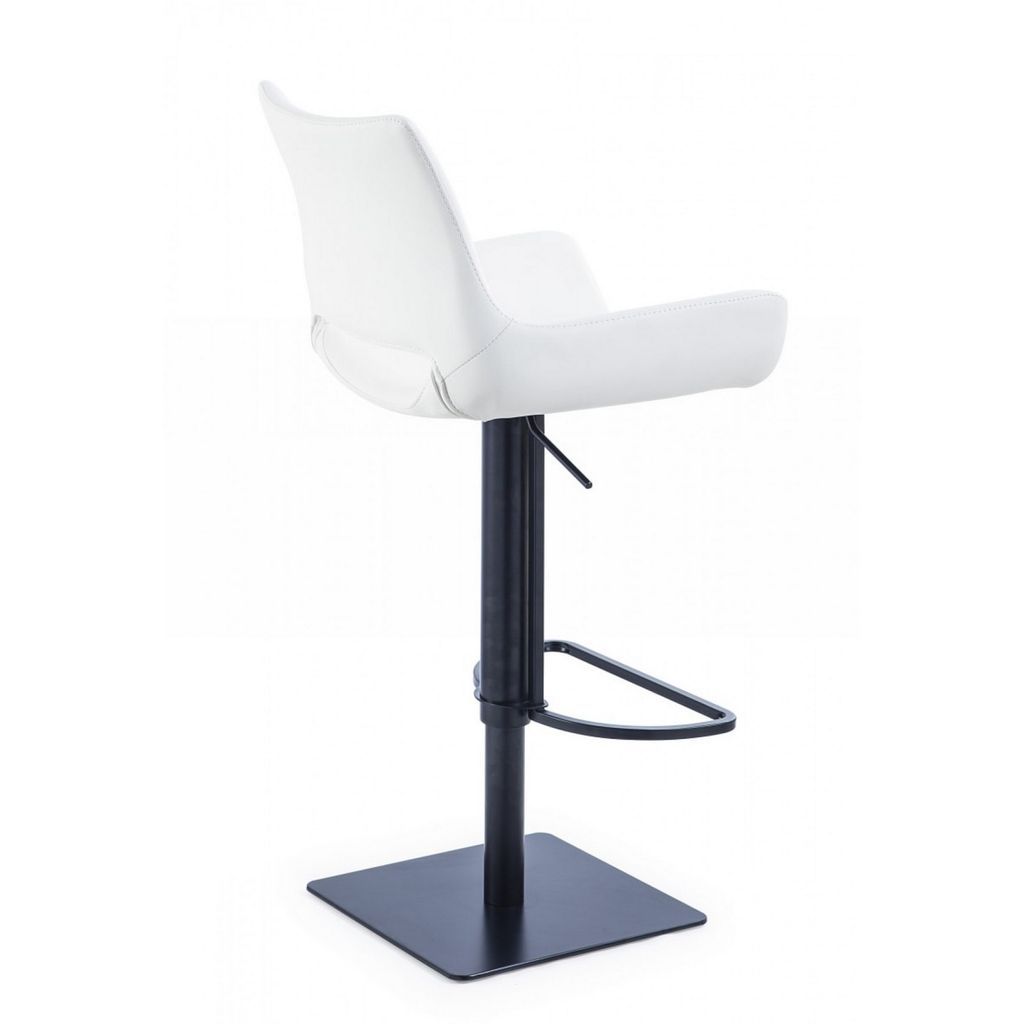 Swivel Faux Leather Bar Stool with Countered Seat, White and Black - View 4