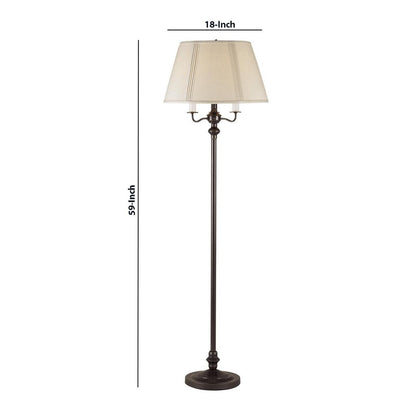 150 Watt 6 Way Metal Floor Lamp with Fabric Tapered Shade, Bronze - View 5