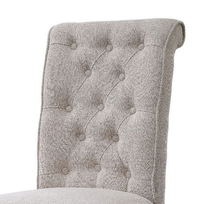 Side Chair with Button Tufted Backrest, Set of 2, Beige - View 5