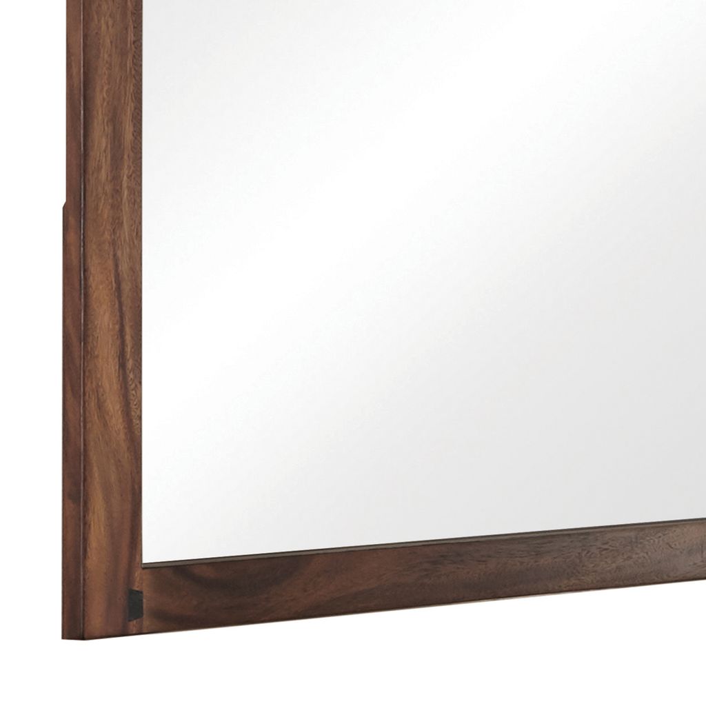 44 Inch Rectangular Wood Frame Mirror, Brown - View 2