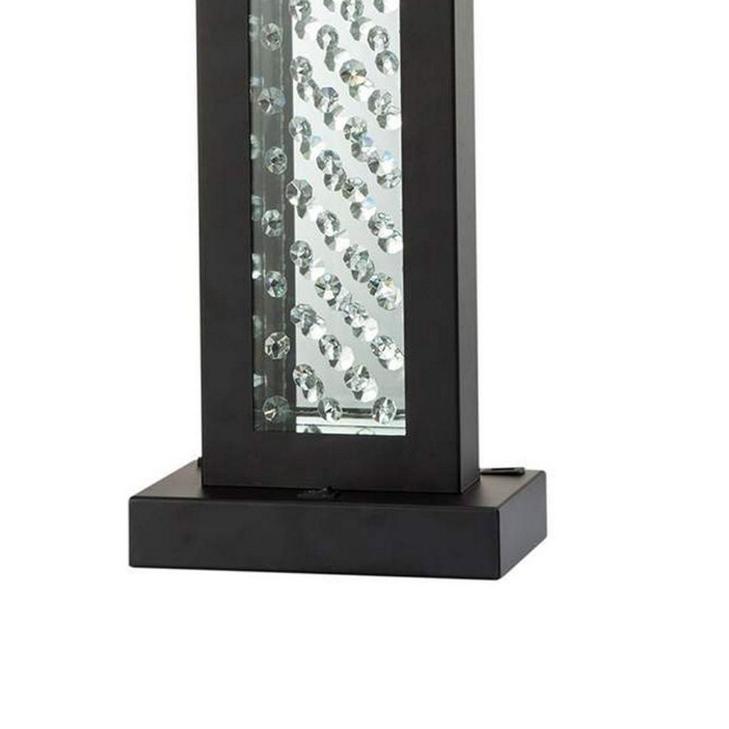 Table Lamp with Embedded Glass Panel, Black - View 4
