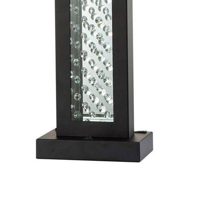 Table Lamp with Embedded Glass Panel, Black - View 4