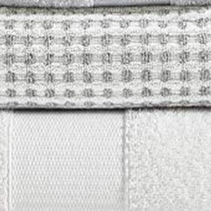 Porto 6 Piece Dual Tone Towel Set with Jacquard Grid Pattern The Urban Port, White - View 5
