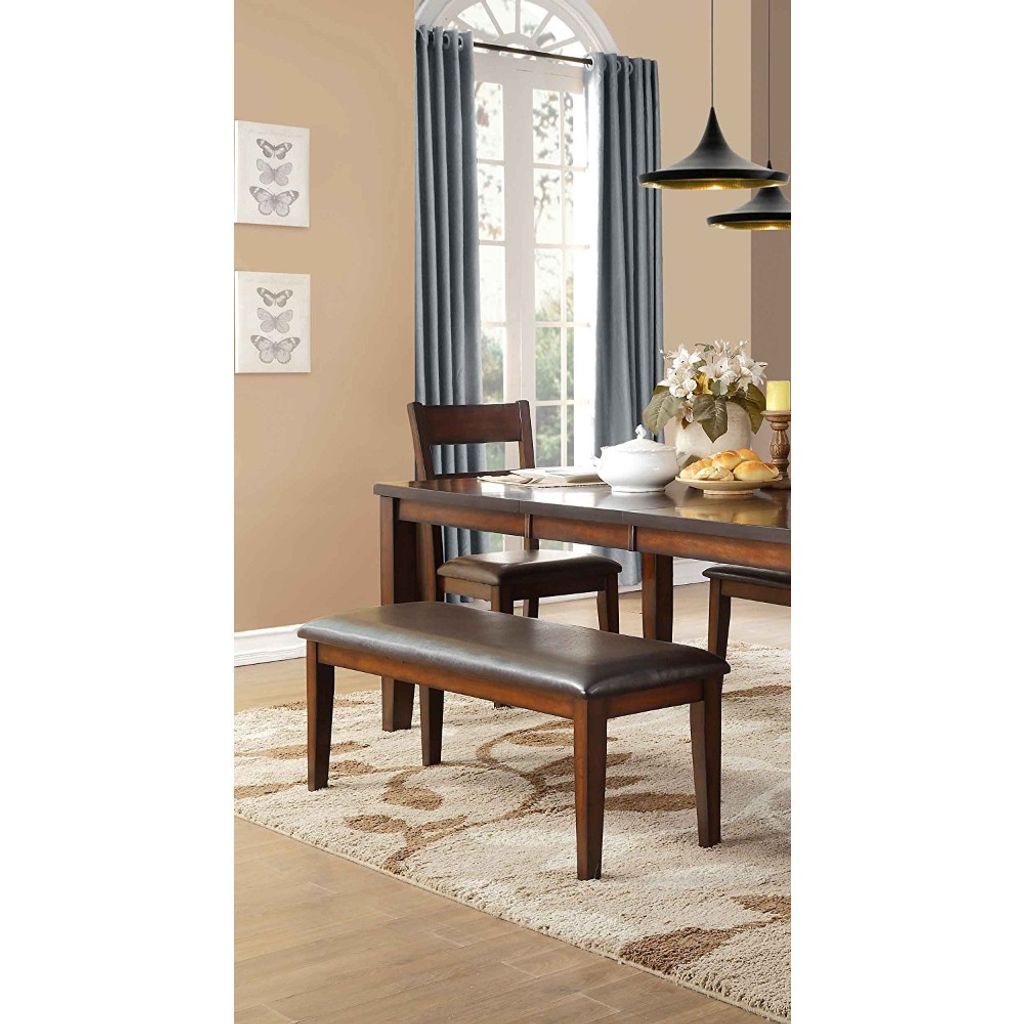 Mango Veneer Bench With Covered Seat, Brown - View 6