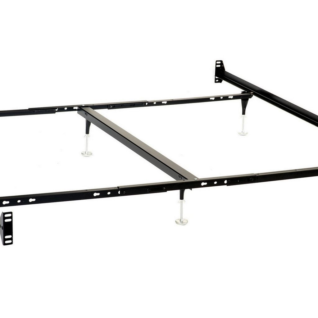 Bed Frame, Queen or King, 6 Metal Legs with Adjustable Glides, Matte Black - View 2