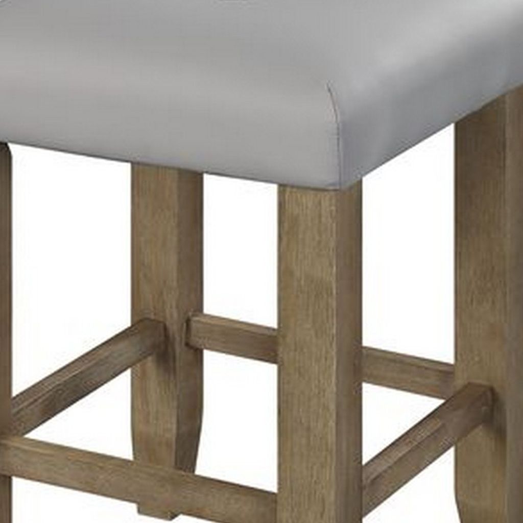 Counter Height Stool with Faux Leather Seat, Set of 2, Oak Brown - View 3