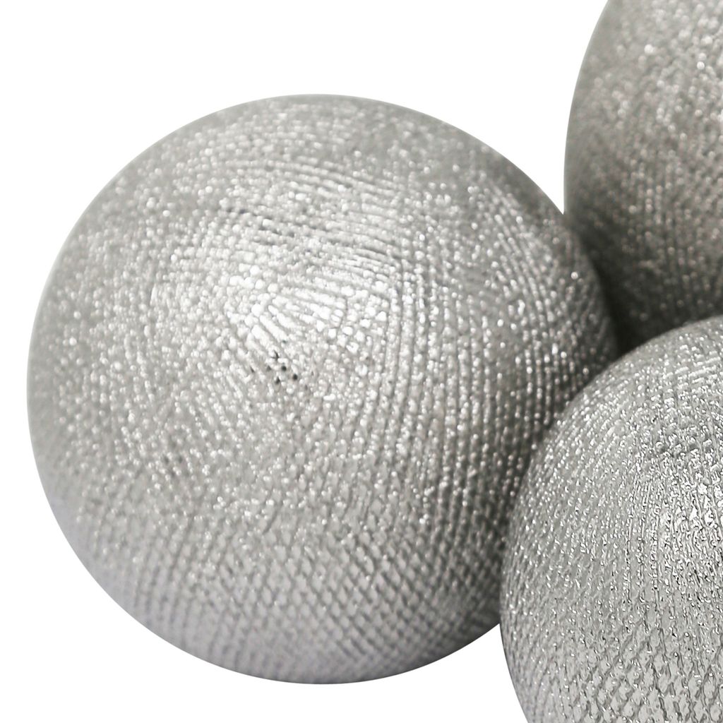 Decorative Ceramic Orbs with Textured Design, Silver, Set of Three - View 4