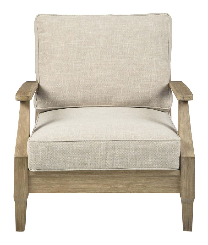 Traditional Wooden Chair with Fabric Cushioned Seating, Beige and Brown - View 2