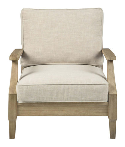 Traditional Wooden Chair with Fabric Cushioned Seating, Beige and Brown - View 2