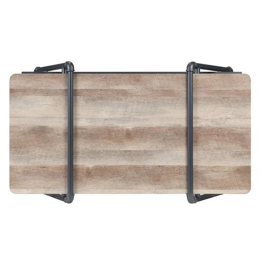 Coffee Table with Wooden Top and Mesh Shelf, Brown and Black - View 3