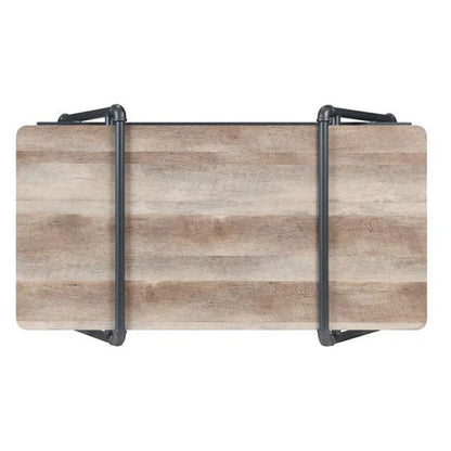 Coffee Table with Wooden Top and Mesh Shelf, Brown and Black - View 3