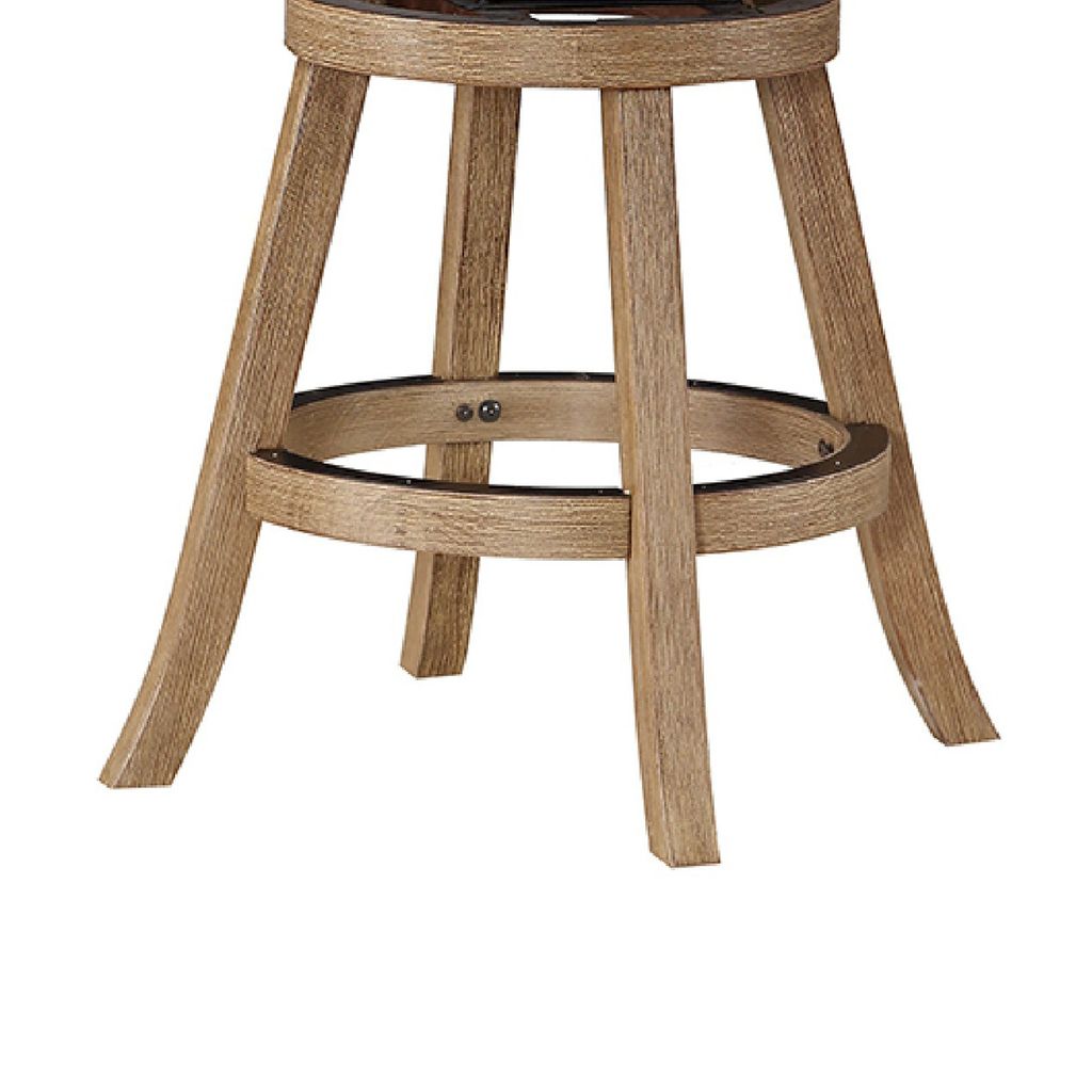Adam 24 Inch Solid Wood Swivel Counter Stool, Slatted Back, Ivory - View 5