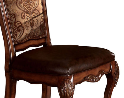 Dining Side Chair, Claw Legs and Leatherette Seat, Brown, Set of 2 - View 3