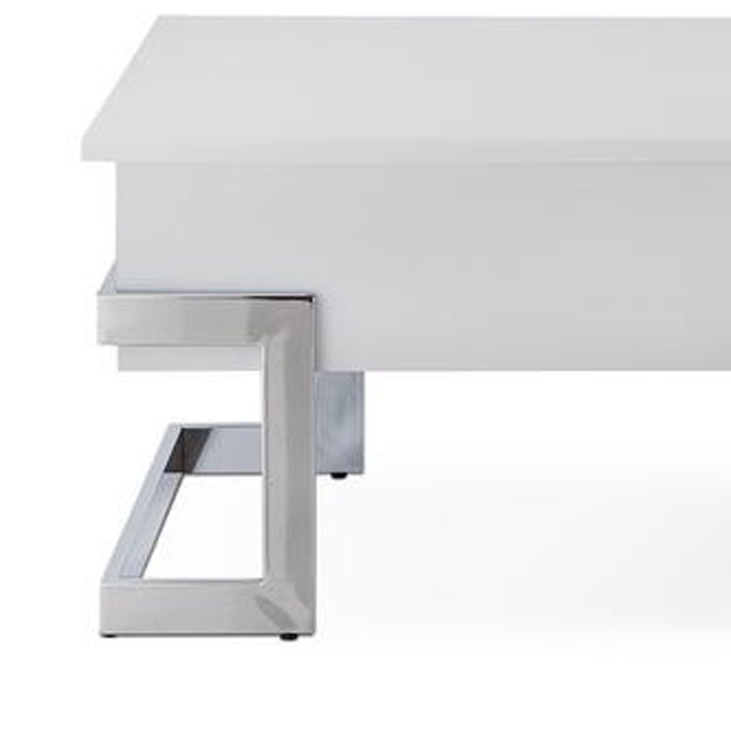 Wooden Coffee Table With Lift Top Storage Space, White - View 5