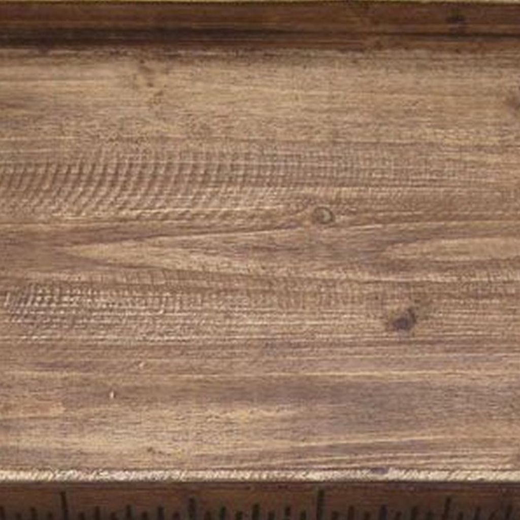 Rough Sawn Textured Rectangular Wooden Ruler Tray, Set of 3, Brown - View 3