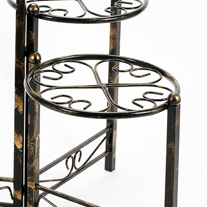 3 Tier Heart Clover Design Round Top Metal Plant Stand, Black - View 3