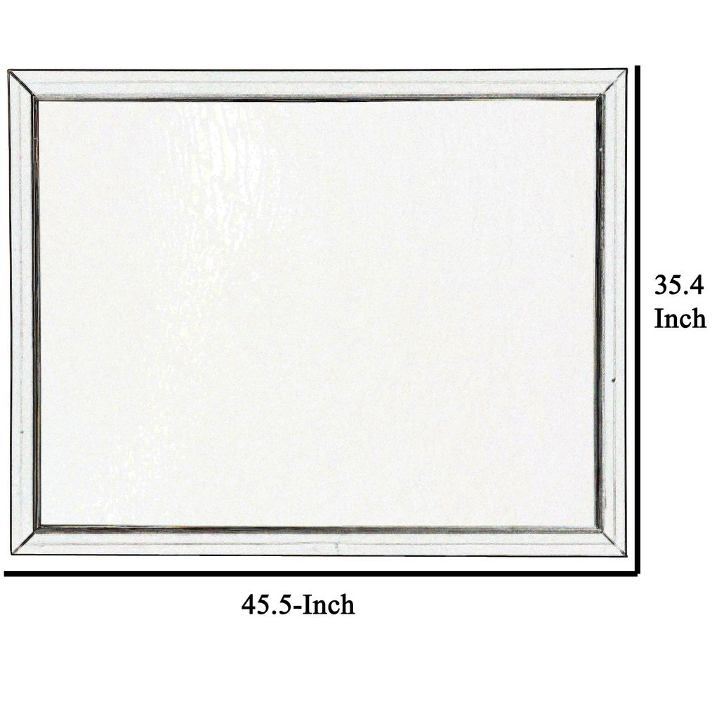 Rectangular Wood Encased Dresser Top Mirror, Champagne Silver - View 5