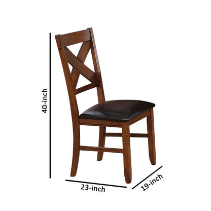 Dining Chair, Vegan Faux Leather, X Backrest, Set of 2, Brown - View 6