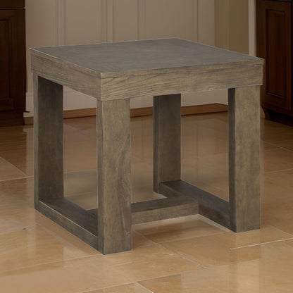 Grained Wooden Frame End Table with Trestle Base, Taupe Brown - View 7