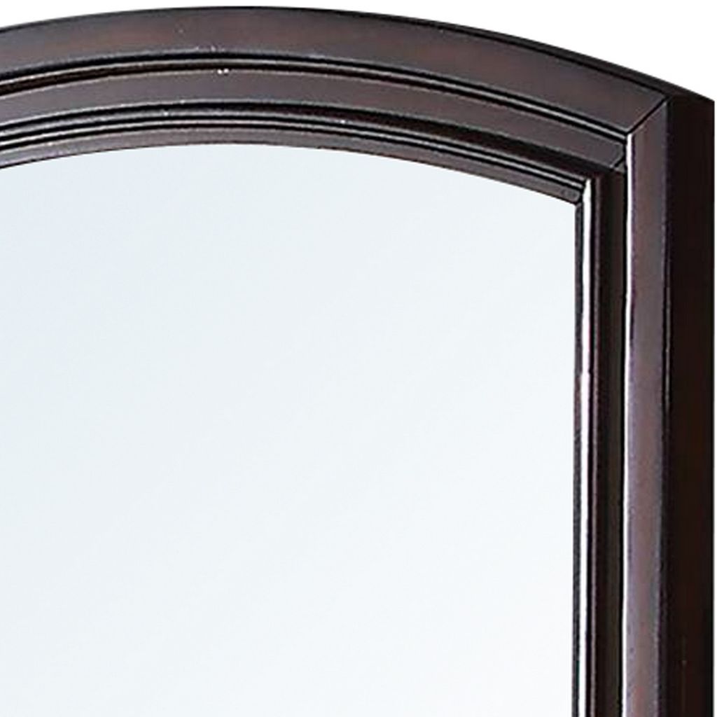 Wooden Mirror with Raised Frame and Molded Details, Brown - View 3