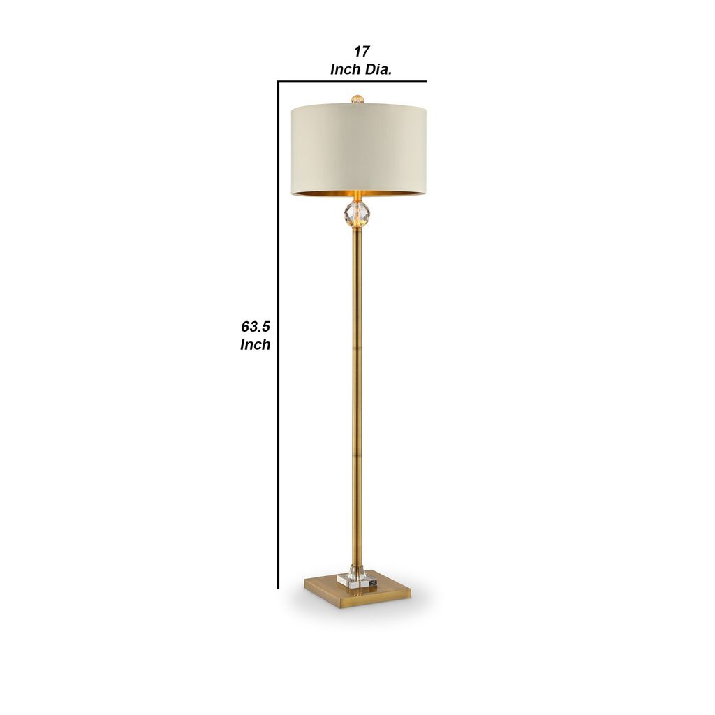 Floor Lamp with Crystal Orb and Metal Stalk Support, Gold - View 6