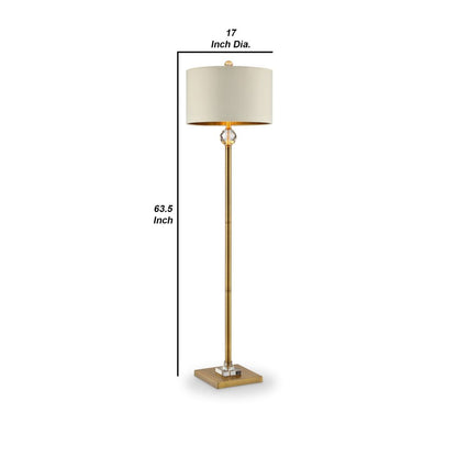 Floor Lamp with Crystal Orb and Metal Stalk Support, Gold - View 6