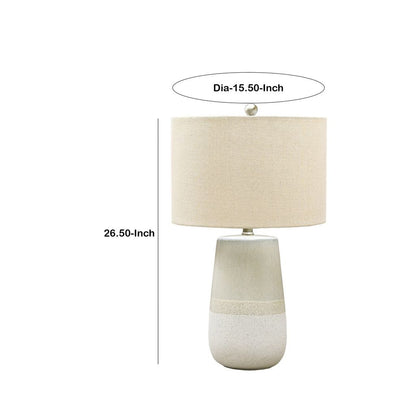 Speckled Ceramic Base Table Lamp with Drum Shade, Beige - View 6