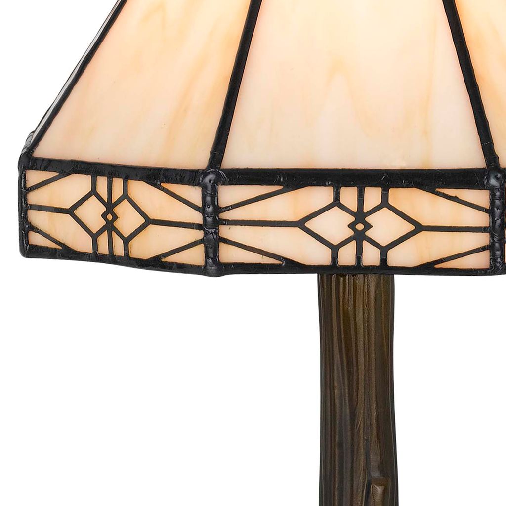 Tree Like Metal Body Tiffany Table lamp with Conical Shade,Beige and Bronze - View 3