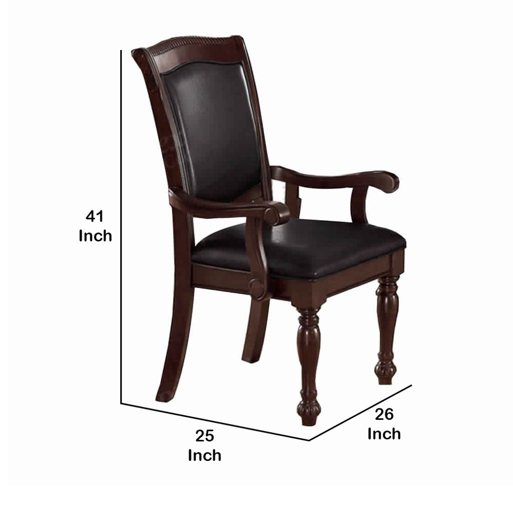 Old Style Rubber Wood Arm Chair Set Of 2 Brown - View 6