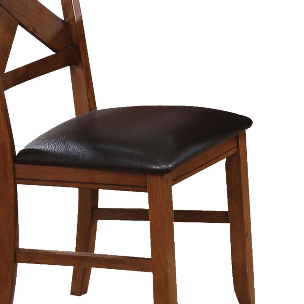 Dining Chair, Vegan Faux Leather, X Backrest, Set of 2, Brown - View 3