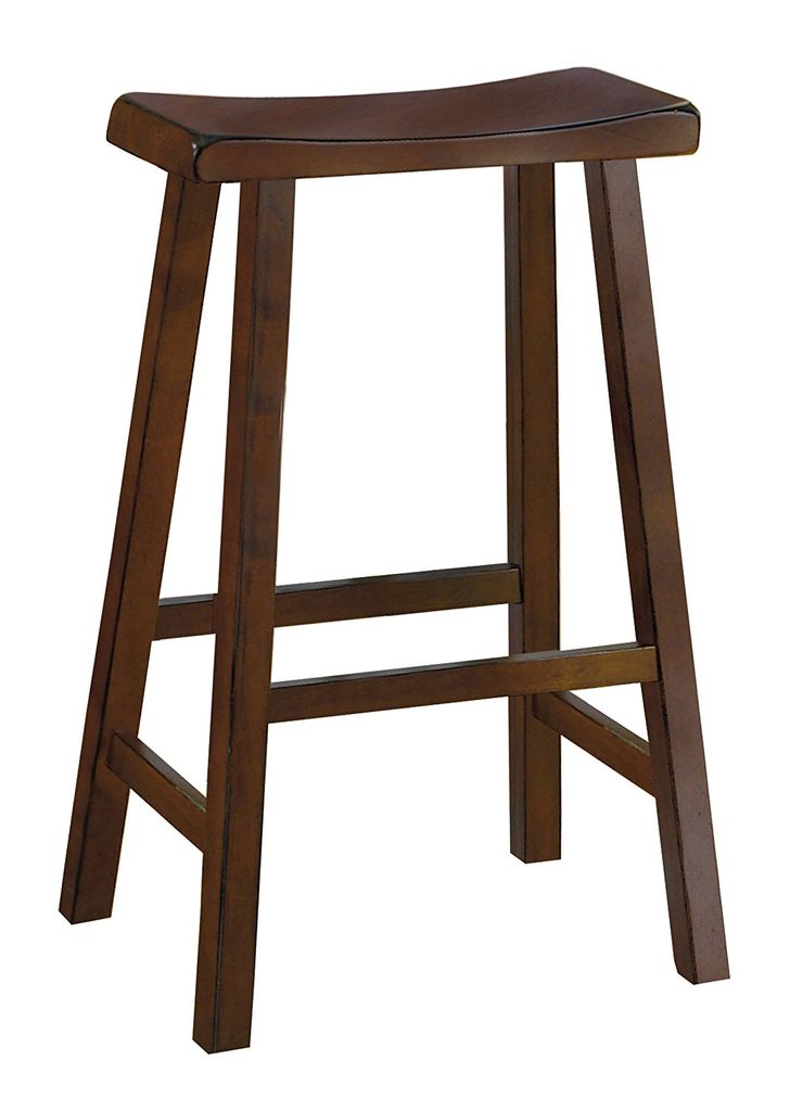 Wooden 29" Counter Height Stool with Saddle Seat, Distressed Cherry, Set Of 2