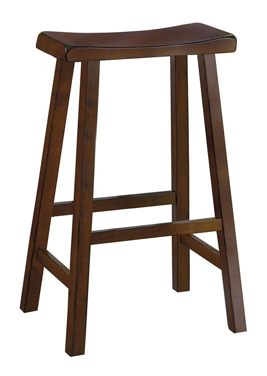 Wooden 29" Counter Height Stool with Saddle Seat, Distressed Cherry, Set Of 2