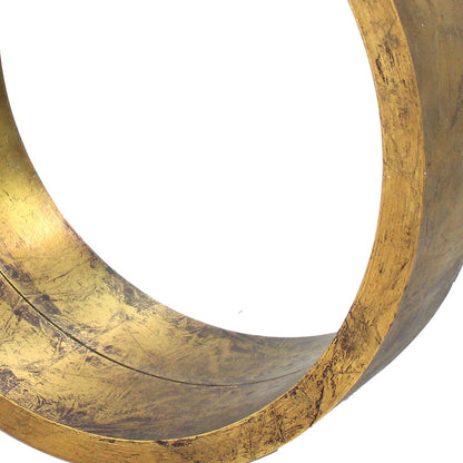 Rustic Style Wall Mirror with Round Tray Shape Frame, Gold and Silver - View 2