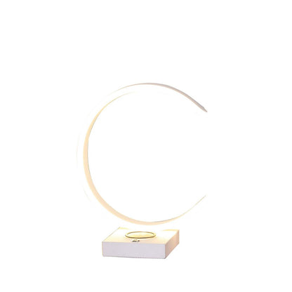 Metal C Shaped Table Lamp with USB Plugin, White - View 2