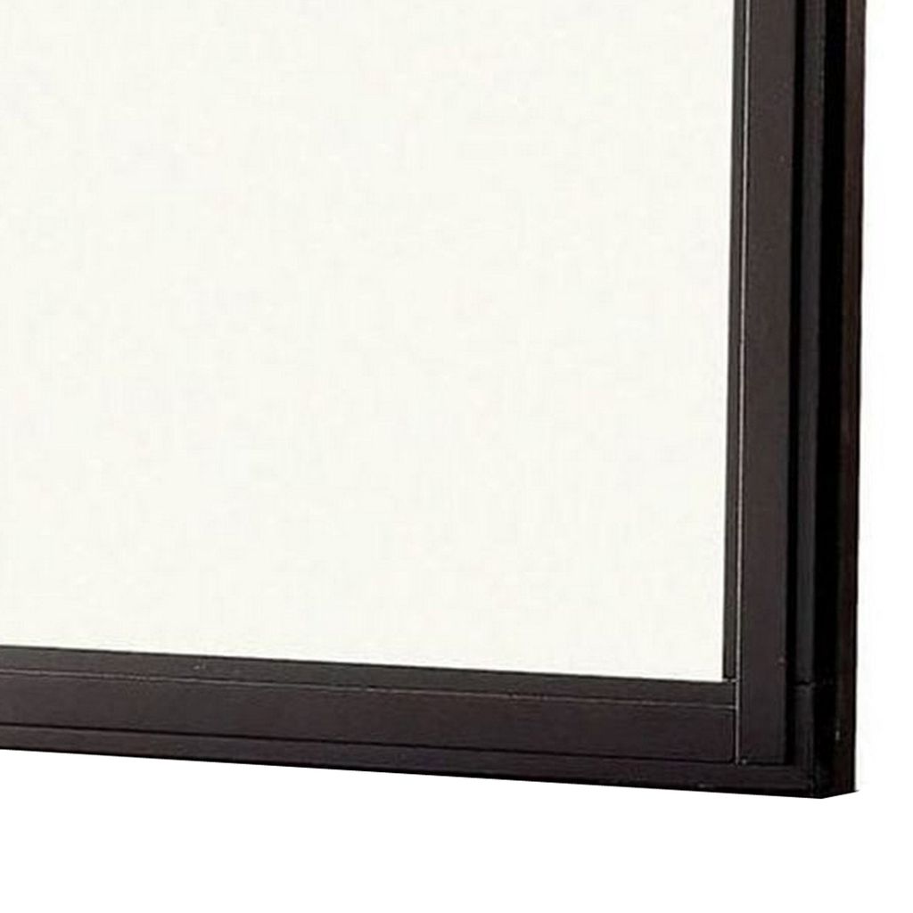 38 Transitional Style Square Wooden Frame Mirror, Espresso - View 4
