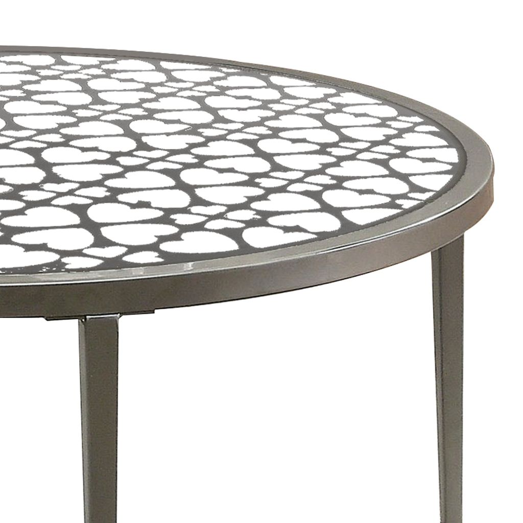 Round Glass Top Coffee Table with X Support Metal Base, Silver - View 4