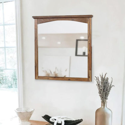 37 Inch Transitional Style Wooden Frame Mirror, Dark Oak - View 7