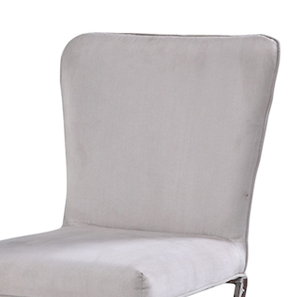 Velvet Upholstered Metal Side Chair with X Style Base, Light Gray and Silver, Set of Two - View 3