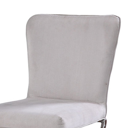 Velvet Upholstered Metal Side Chair with X Style Base, Light Gray and Silver, Set of Two - View 3
