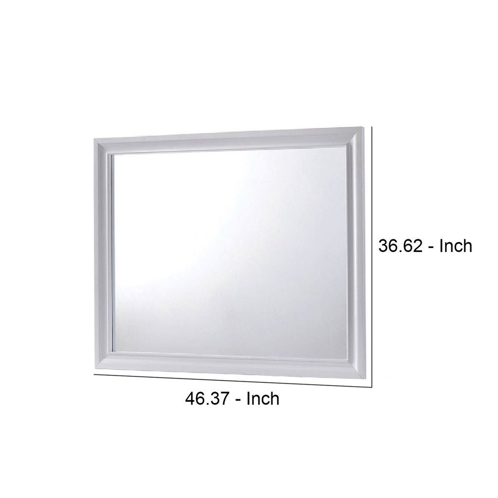 Wall Mirror with Molded Wooden Frame, White - View 6