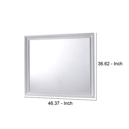 Wall Mirror with Molded Wooden Frame, White - View 6