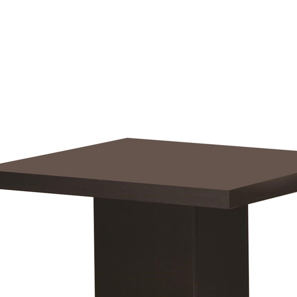 Contemporary End Table With Pedestal Base, Cappuccino Brown - View 3
