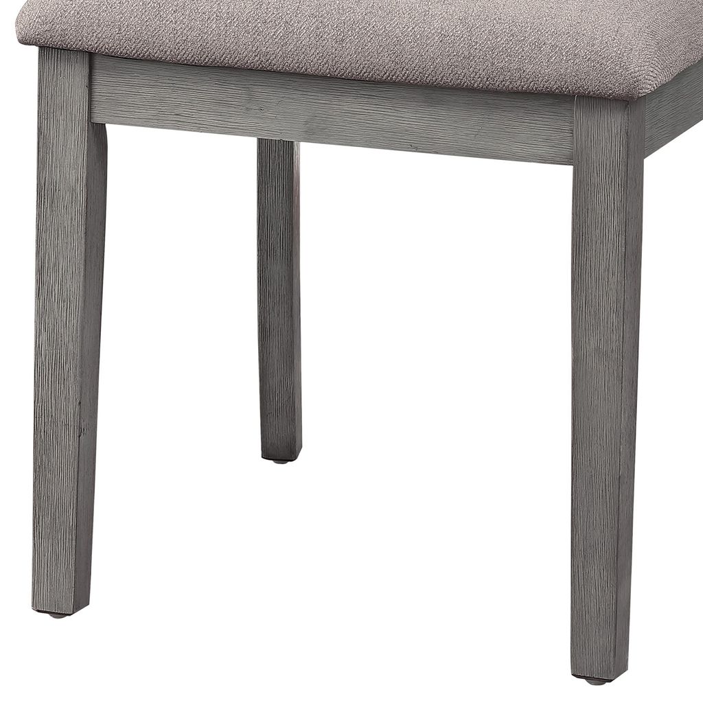 Vertical Slatted Curved Back Side Chair with Fabric Seat, Set of 2, Gray - View 3