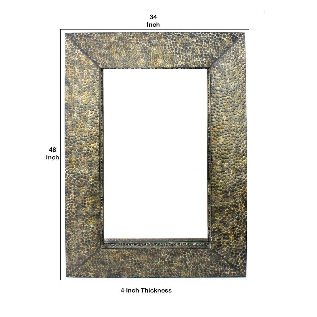 Rectangular Wall Mirror with Gravel Mosaic Border, Brown - View 5