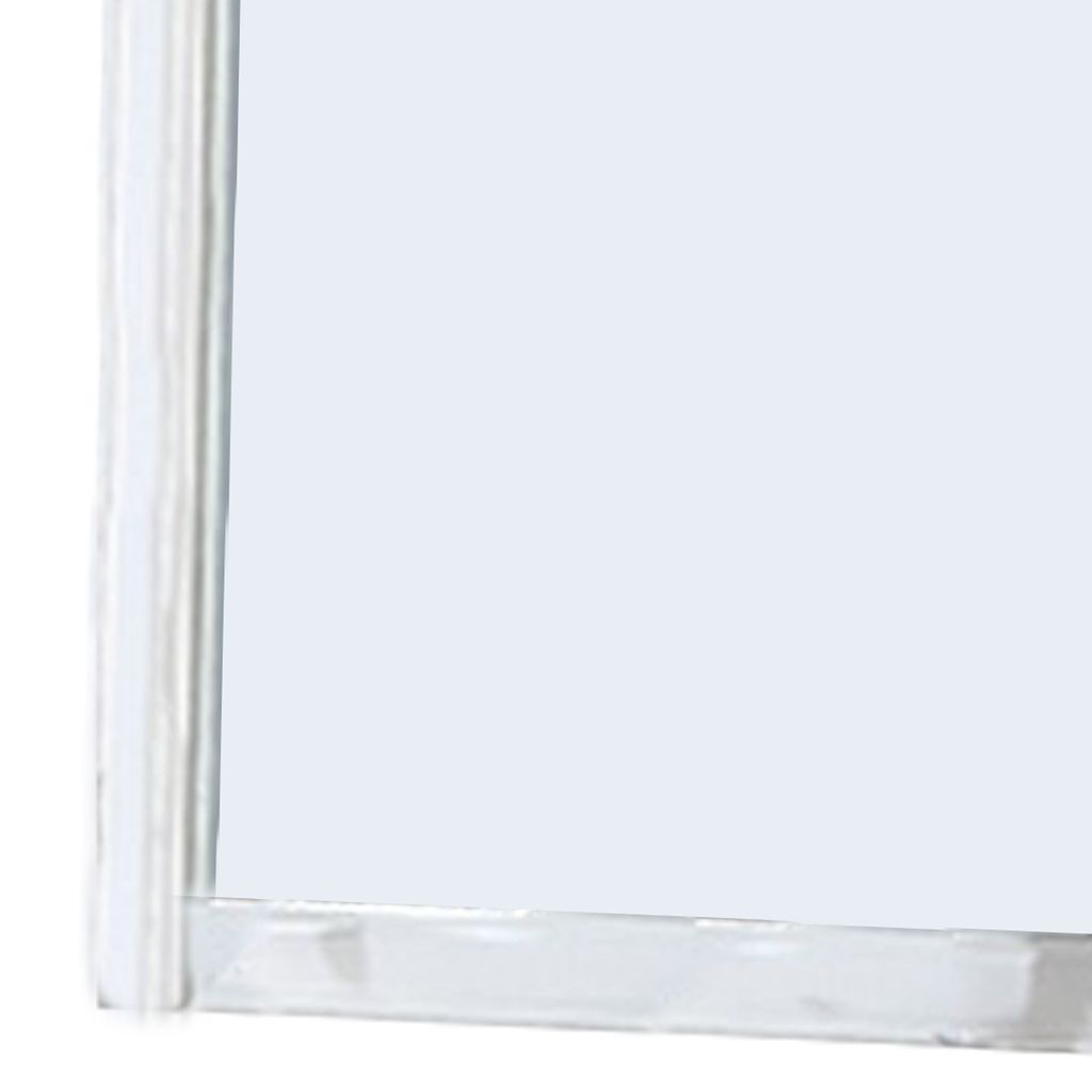37 Inches Wooden Mirror with Curved Edges, White - View 4