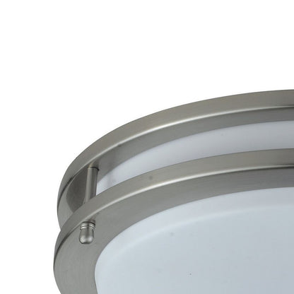 14 Inch Modern Ceiling Lamp with Frosted Acrylic Plate, Steel Trim, White - View 2