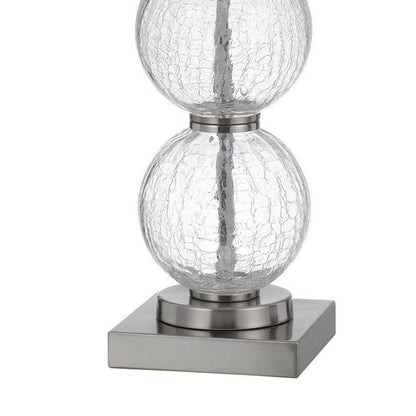 29 Inch Accent Table Lamp Set of 2, Stacked Crackle Glass balls, Silver - View 4